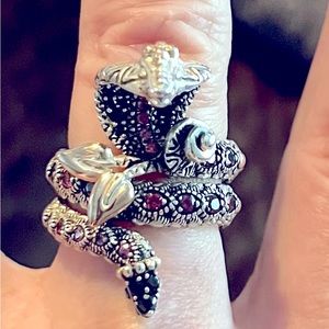 Barbara Bixby Sterling Silver, 18k, Pink Garnet , Black Sapphire Serpent.